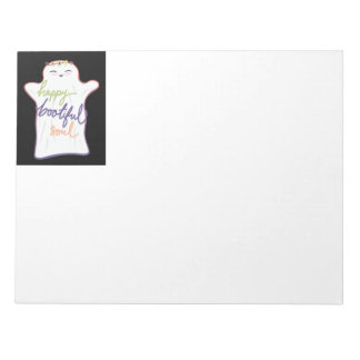 Cute Colourful Cartoon Ghost with Text Notepad