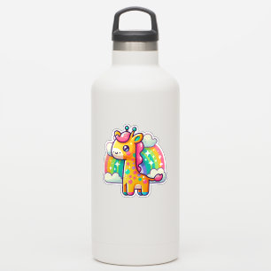 Cute Colourful Cartoon Giraffe Rainbow Background