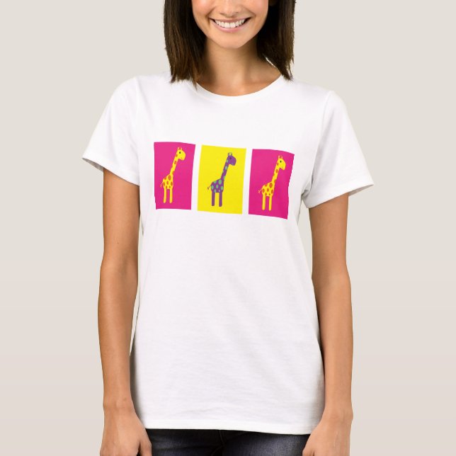 Cute & Colourful Cartoon Girafffes Customizable T-Shirt (Front)