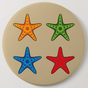 Cute Colourful Cartoon Starfish Set 6 Inch Round Button