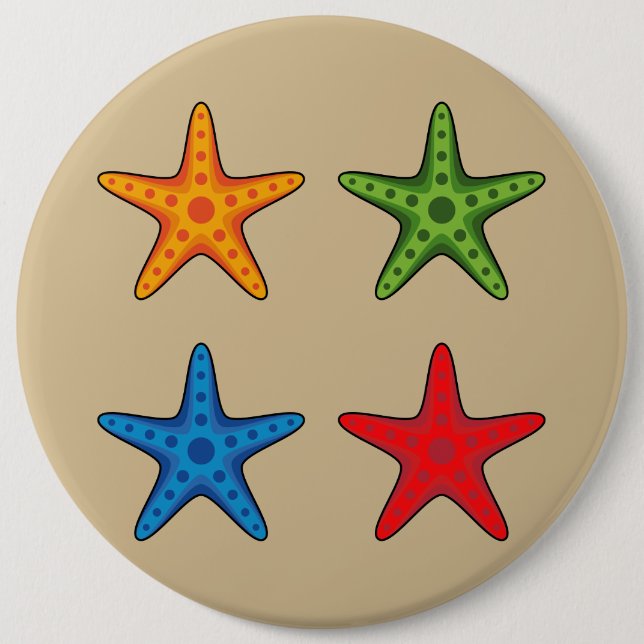 Cute Colourful Cartoon Starfish Set 6 Inch Round Button (Front)