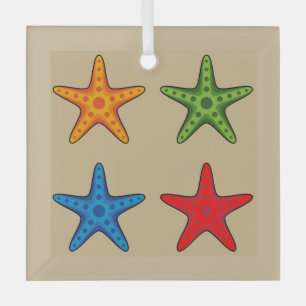 Cute Colourful Cartoon Starfish Set Glass Ornament
