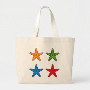 Cute Colourful Cartoon Starfish Set Large Tote Bag