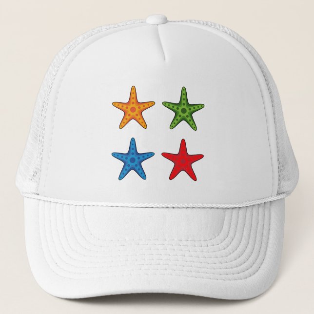 Cute Colourful Cartoon Starfish Set Trucker Hat (Front)