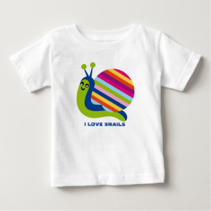 Cute Colourful Cartoon Style Snails-I Love Snails Baby T-Shirt