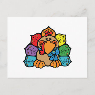 cute colourful cartoon turkey postcard