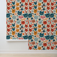 Cute Colourful Cat and Dog Pattern Illustration