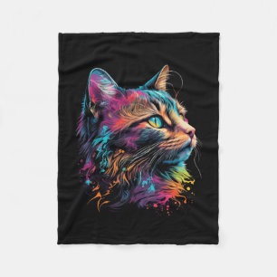 Cute Colourful Cat Design For Kitten Lover Colourf Fleece Blanket