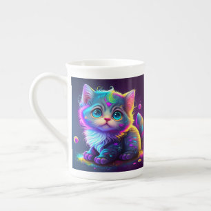 Cute Colourful Cat Digital Artwork-79827 Bone China Mug