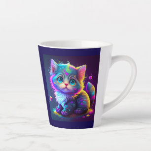 Cute Colourful Cat Digital Artwork-79827 Latte Mug