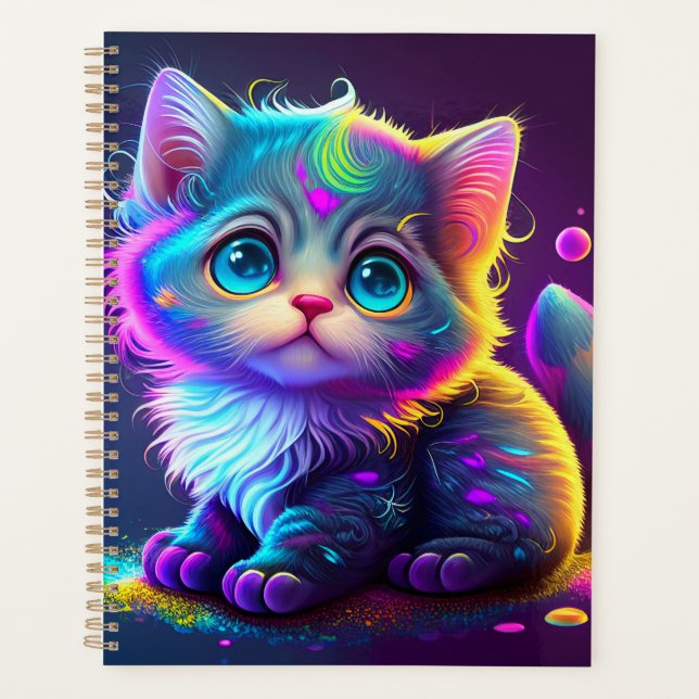 Cute Colourful Cat Digital Artwork-79827 Planner (Front)