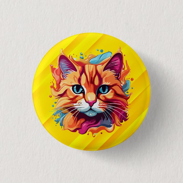  Cute Colourful Cat Face-87002 1 Inch Round Button (Front)