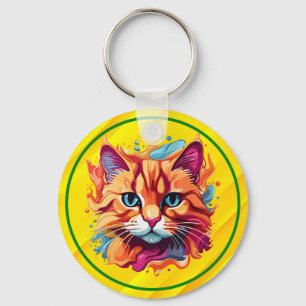 Cute Colourful Cat Face-87002 Keychain