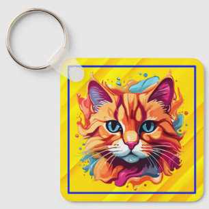 Cute Colourful Cat Face-87002 Keychain