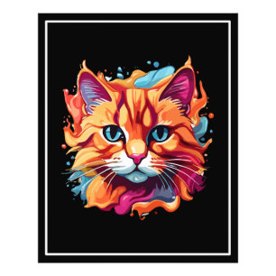  Cute Colourful Cat Face-87002 Photo Print