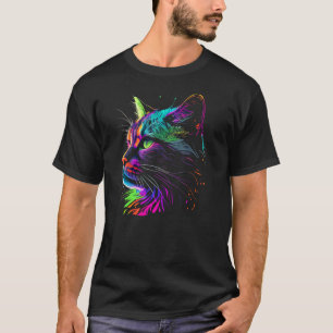 Cute Colourful Cat Face For Cat Colourful Cat Hea T-Shirt