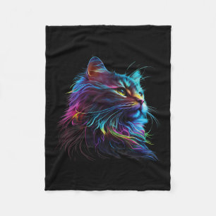 Cute Colourful Cat For Kitten Lovers Art Kitty Cat Fleece Blanket