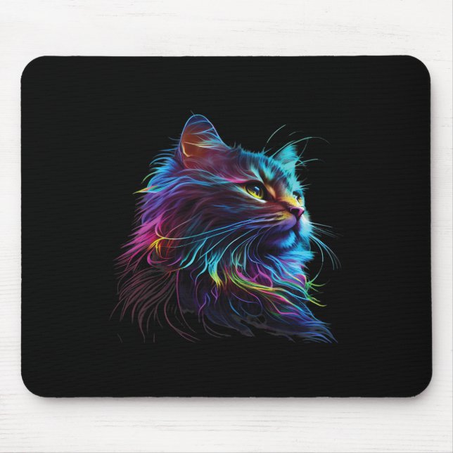Cute Colourful Cat For Kitten Lovers Art Kitty Cat Mouse Pad (Front)