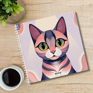 Cute Colourful Cat, Fun Chic, Custom Notebook