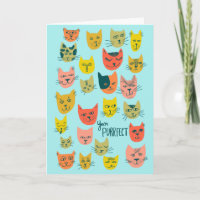Cute colourful cat heads pattern ANNIVERSARY LOVE