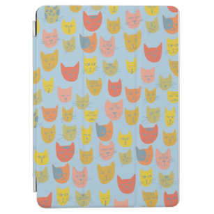 Cute colourful cat heads pattern iPad air cover
