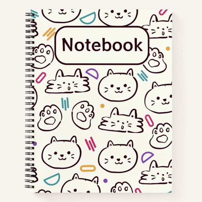 cute colourful cat kids notebook  (Front)
