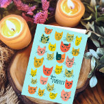 Cute colourful cat pattern HAPPY BIRTHDAY CUSTOM Card<br><div class="desc">Hand made card for you! Customize with your own text on the front and inside the card. Check my shop for lots more colours and designs!</div>