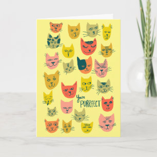 Cute colourful cat pattern HAPPY VALENTINES CUSTOM Card
