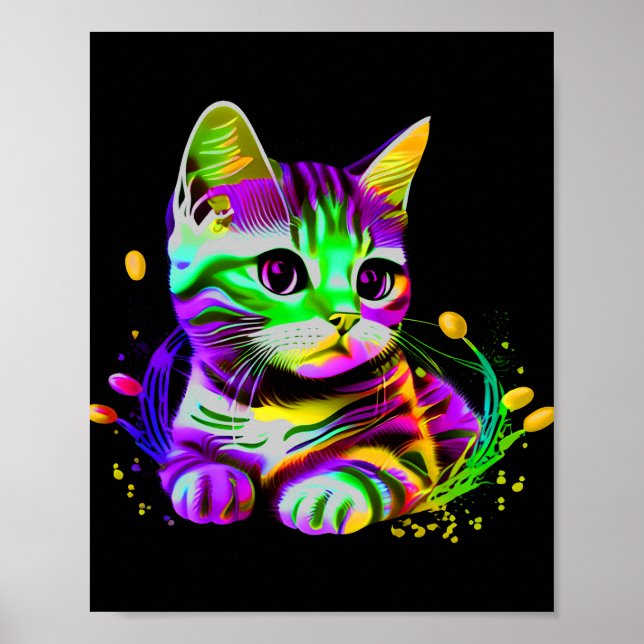 Cute Colourful Cat Poster (Front)