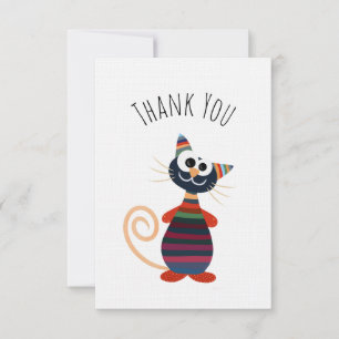 Cute colourful cat thank you card
