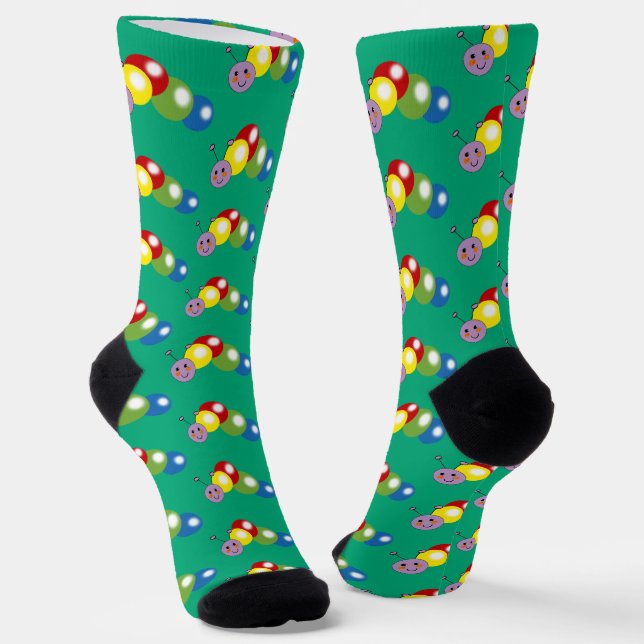 cute colourful caterpillar socks (Angled)