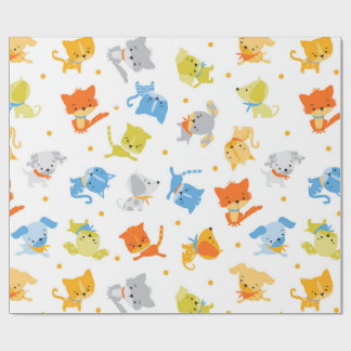 Cute Colourful Cats and Dogs Wrapping Paper