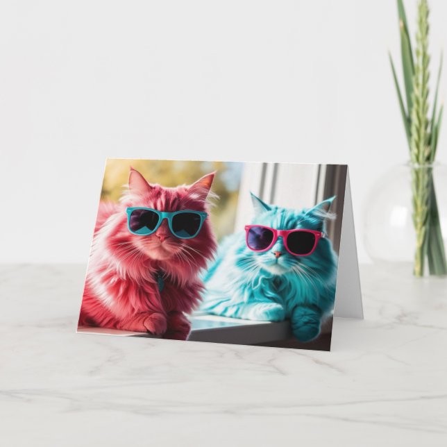 Cute Colourful Cats Greeting Card (Front)
