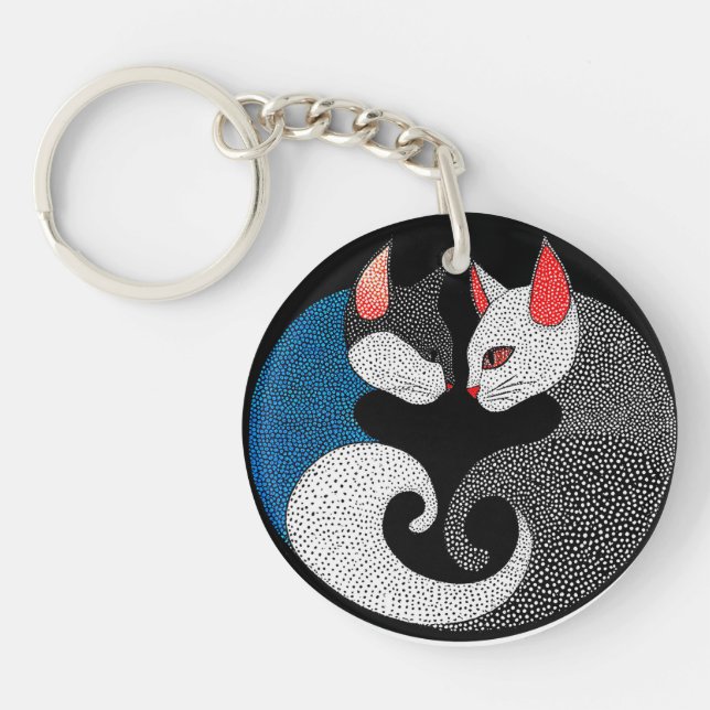 Cute colourful cats keychain (Front)