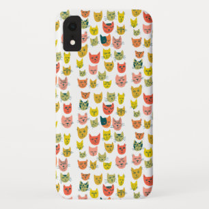 Cute colourful cats pattern on white iPhone XR case
