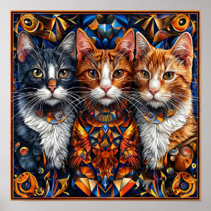 Cute colourful cats poster