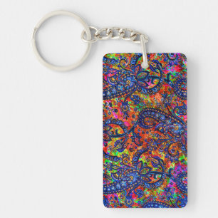Cute colourful chakra pattern checkbook cover keychain
