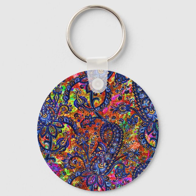 Cute colourful chakra pattern checkbook cover keychain (Front)