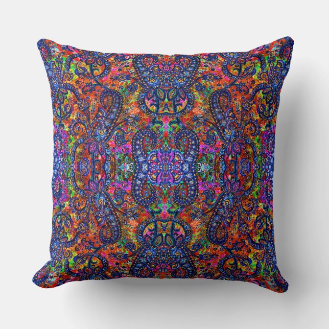 Cute colourful chakra pattern throw pillow (Front)
