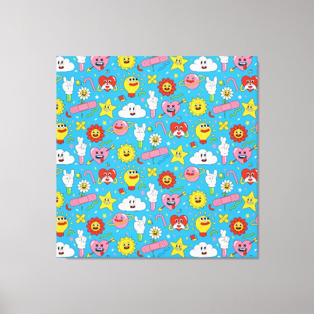 Cute Colourful Characters Pop Art Canvas Print (Front)