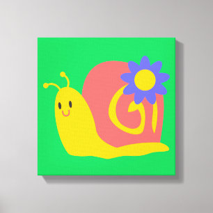 Cute colourful children's snail design canvas print