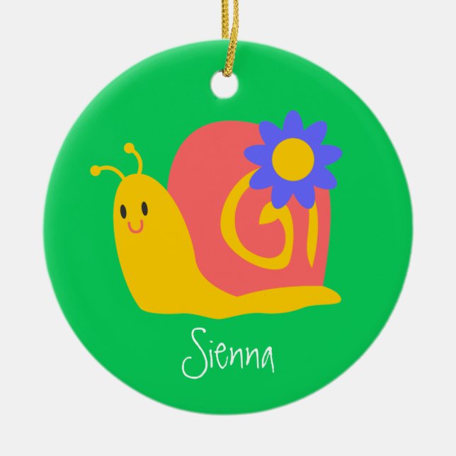Cute colourful children's snail design ceramic ornament (Front)