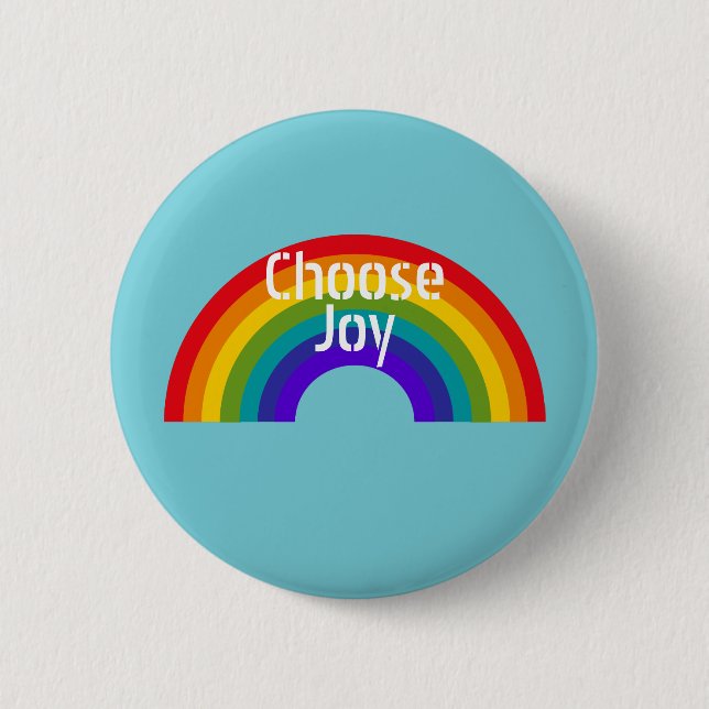 Cute Colourful Choose Joy Inspirational Rainbow 2 Inch Round Button (Front)