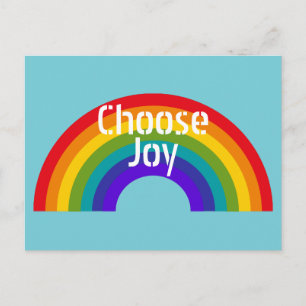 Cute Colourful Choose Joy Inspirational Rainbow Postcard