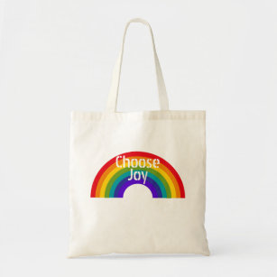 Cute Colourful Choose Joy Inspirational Rainbow Tote Bag