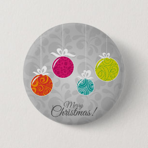 Cute colourful Christmas bauble decorations 2 Inch Round Button