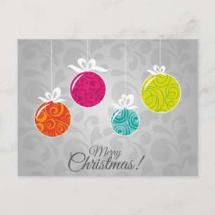 Cute colourful Christmas bauble decorations Holiday Postcard