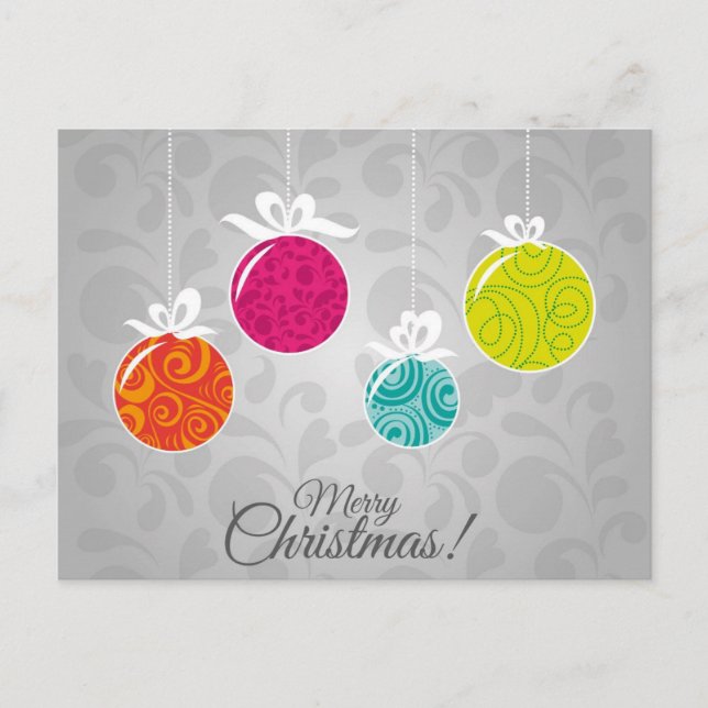 Cute colourful Christmas bauble decorations Holiday Postcard (Front)