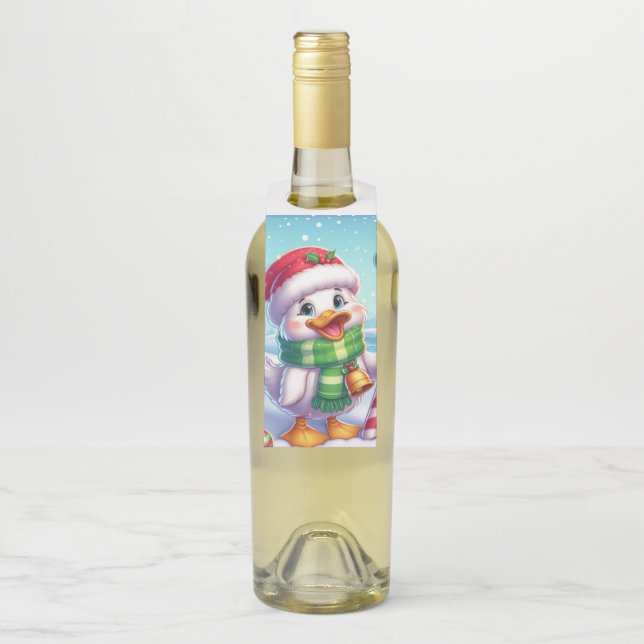 Cute Colourful Christmas duck Bottle Tag (On Bottle)