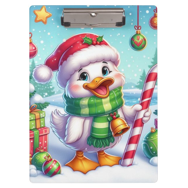 Cute Colourful Christmas duck Clipboard (Front)